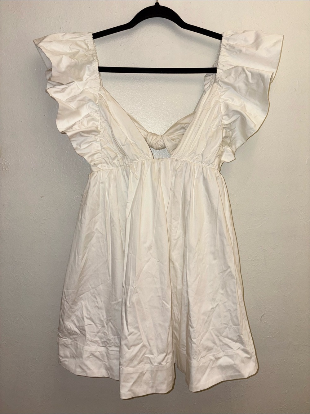 For Love + Lemons Clementine V-Neck Ruffle Sleeve Taffeta Babydoll Dress - Picture 5 of 11